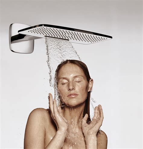 Bathroom,Fascinating Chrome Rectangle Wall Mount Hansgrohe Rain Shower ...