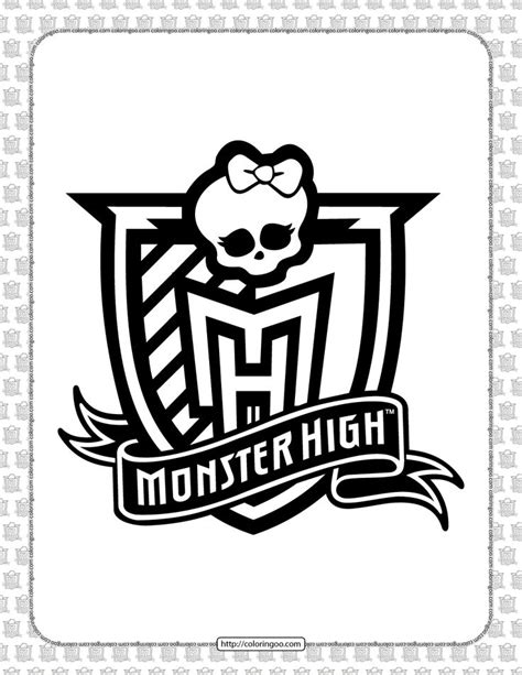 the monster high logo with a skull on it's head and ribbon around its neck