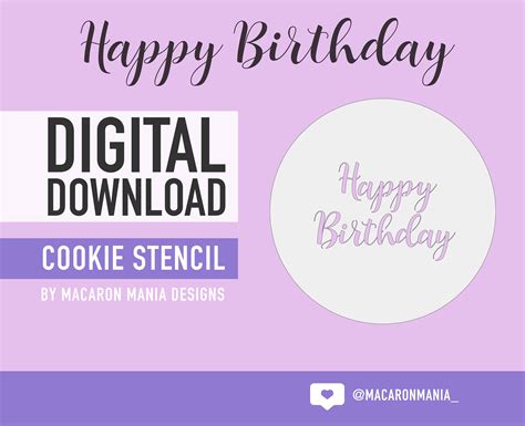 Happy Birthday-cursive Stencil Digital Download Stencil SVG cut Your ...