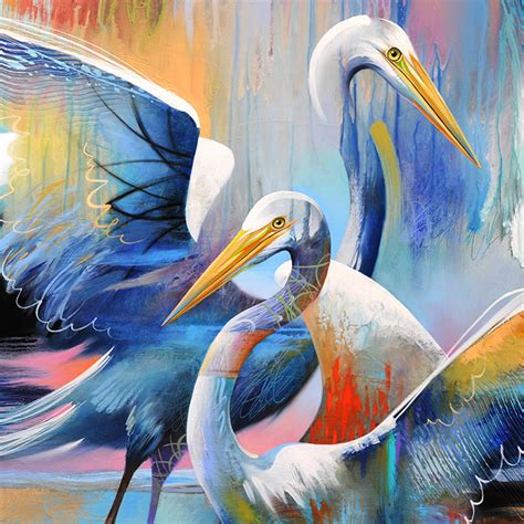 Twin Egrets • Abstract Bird Fine Art Print — Art2D Gallery Naples FL - Contemporary Fine Art ...