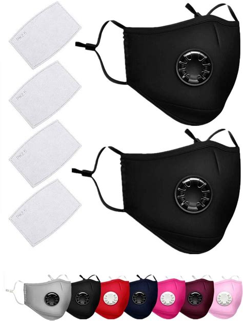 2 Pack PM 2.5 Air Pollution Masks with 4 Air Filter Cotton Sheet ...