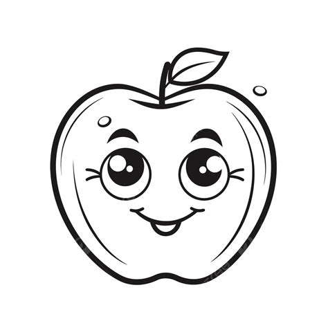 Cute Apple Drawing For Kids Outline Sketch Vector, Apple Drawing, Wing ...