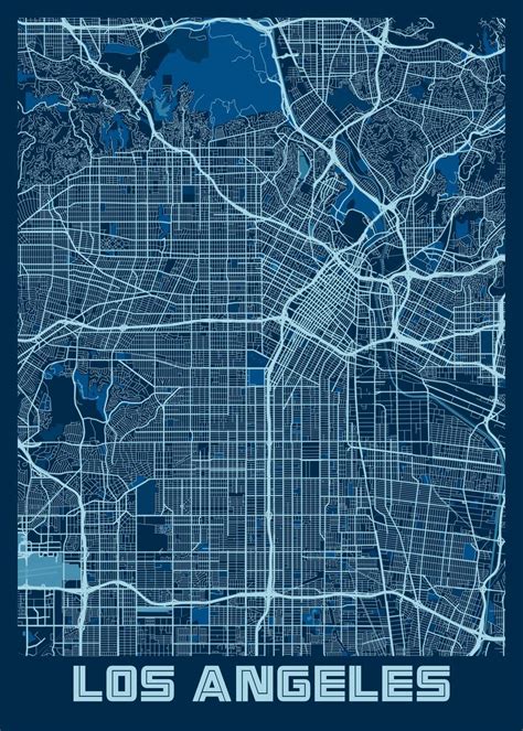 'Los Angeles City Map USA' Poster, picture, metal print, paint by Max Ronn | Displate