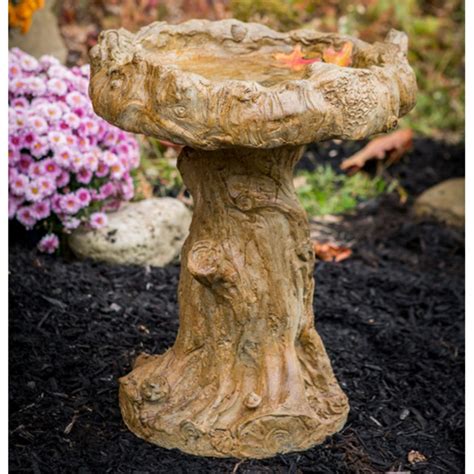 Athena Garden Cast Stone Log Bird Bath - Walmart.com