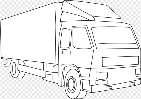 White freight truck illustration, Pickup truck Car Line art, Truck ...