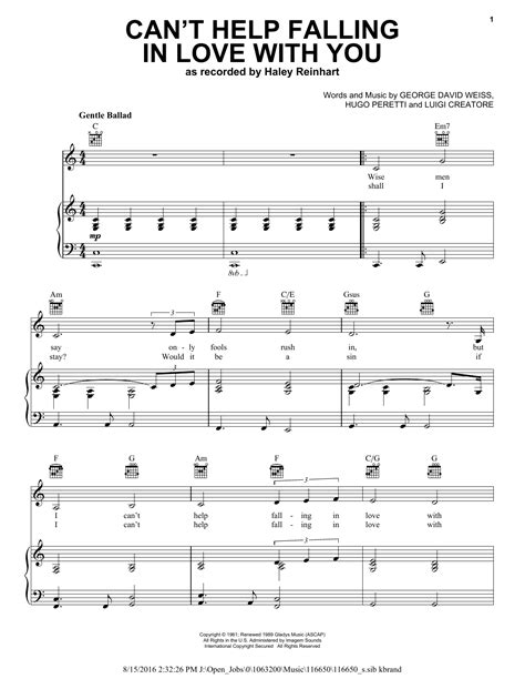 I Can T Help Falling In Love With You Piano | Examples and Forms