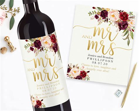 Wedding Wine Bottle Labels Editable Wine Personalized Wine | Etsy