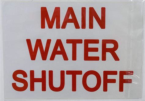 Main Water Shut-Off Sticker (Reflective White Background,1 Unit, 7X10 inch) - FIRE DEPARTMENT SIGNS