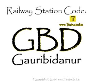 Railway Station code for Gauribidanur Railway Station code GBD