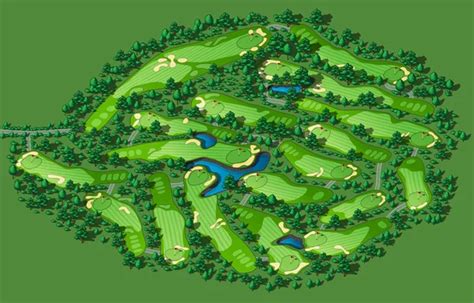 Vector golf course hole aerial isometric view — Stock Vector ...