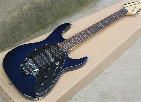 Dark Blue Electric Guitar with ASH Body,Floyd Rose,Black Pickguard,Rosewood Fingerboard,offering ...