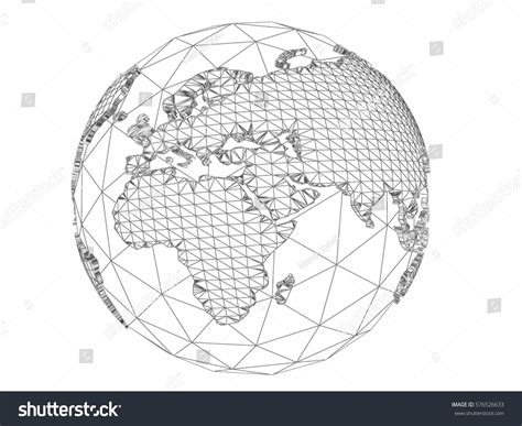 Wireframe Planet Earth Isolated On White Stock Illustration 576526633 ...