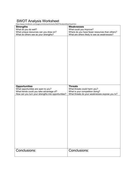 SWOT Analysis Worksheet