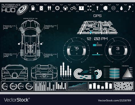 Car service in the style of hud cars infographic Vector Image