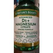 Nature's Bounty Immune Formula, Advanced D3+ Magnesium Citrate ...