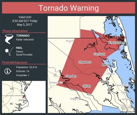 Tornado Warning including Camden NC, Barco NC, Currituck NC until 8:30 AM EDT - U.S Interactive ...