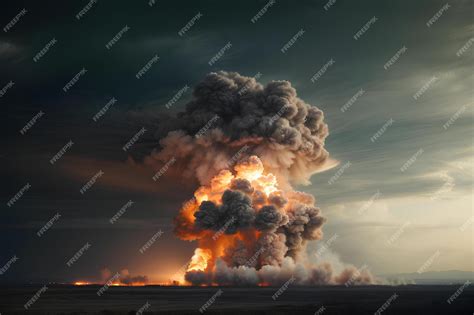 Premium AI Image | Nuclear explosion and mushroom cloud Environmental disaster