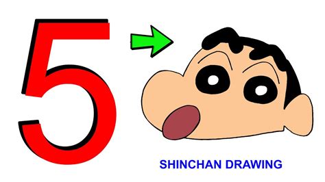 How to draw Shinchan face drawing from number 5 - shinchan drawing easy ...