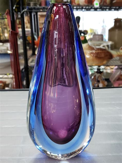 Sold Price: 1960's Italian Murano Sommerso Glass Teardrop Vase Attributed to Flavio Poli ...