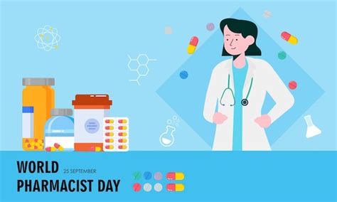 Premium Vector | World pharmacist day. doctor and pills logo concept