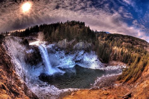 Nature-Landscape-Snoqualmie Falls-State Washington-USA-waterfall-sunset ...