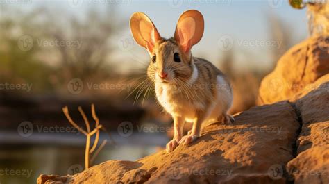 Close-up photo of a Jerboa looking in their habitat. Generative AI ...