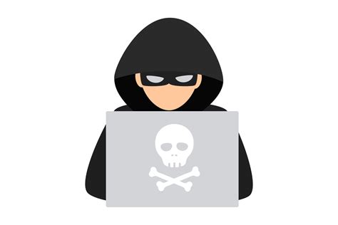 Hacker logo template. Symbol of digital thief with laptop. Hacker icon ...