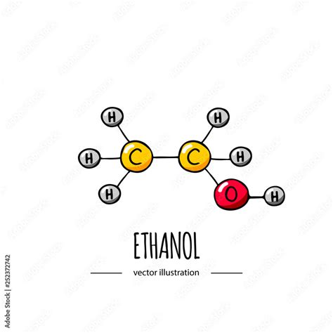 Hand drawn doodle Ethanol chemical formula icon Vector illustration ...