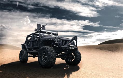 Wallpaper black, desert, jeep, black, desert, front, machine gun, Wrangler, Jeep, Wrangler ...