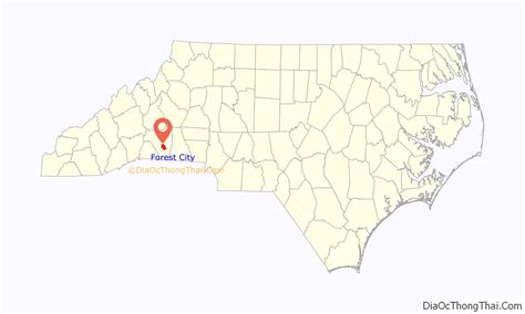 Map of Forest City town, North Carolina - Thong Thai Real