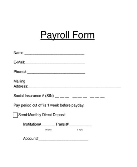 Sample Format Of Payroll