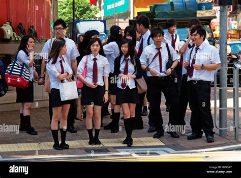 Hong Kong school students in uniform,Kowloon Stock Photo - Alamy