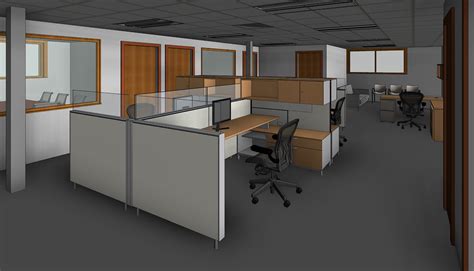 Desk-Arrangement_3D-Revit-Architectural-Model-with-Custom-Revit-Families_Office-Space_Modeling ...