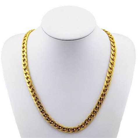 18k gold plated 10mm men chain 24inch necklace jewelry Sale - Banggood ...