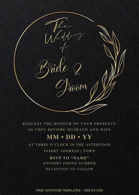 Nice Free Elegant Black And Gold Wedding Invitation Templates For Word This is another simple ...