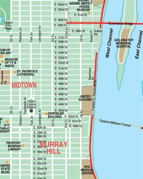 Midtown-New York City Streets Map | Nyc map, Street map, Manhattan map