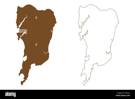 Salsette island (Republic of India, Maharashtra state) map vector ...