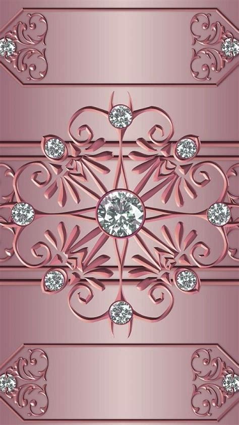 Gold rose, diamonds, edge, metal, pattern, pink, HD phone wallpaper | Peakpx