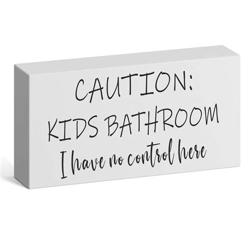 Barnyard Designs 'Kids Bathroom' Funny Bathroom Wall Decor- 6x3 Inch Wood Box Sign - Black and ...