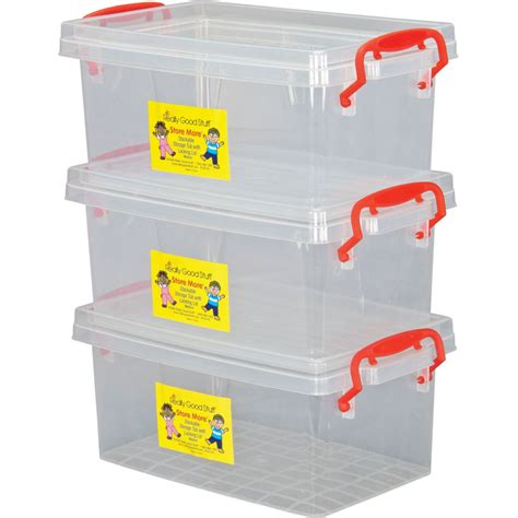 Really Good Stuff® Stackable Storage Tubs With Locking Lids, Med. - 3 tubs