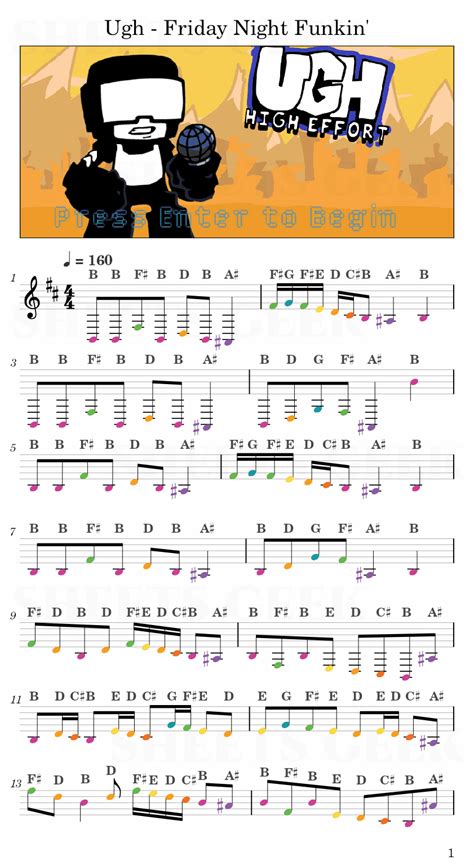 Ugh - Friday Night Funkin' | Easy Sheet Music