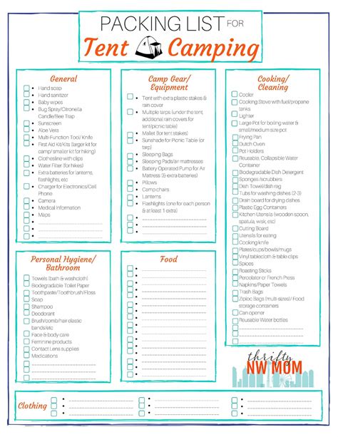 Car Camping Checklist Printable - carduni