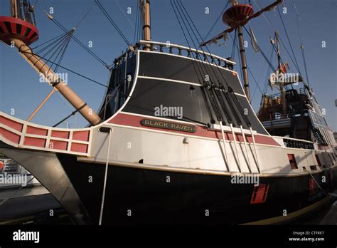 The Black Raven pirate ship located at the Municipal Marina in St. Augustine Florida Stock Photo ...