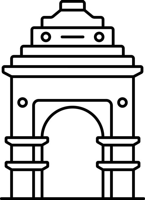 Black Outline Illustration Of India Gate Icon. 24156475 Vector Art at ...