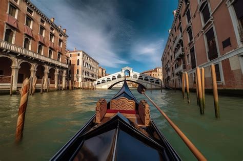 Premium Photo | Romantic gondola ride near Rialto Bridge in Venice Italy