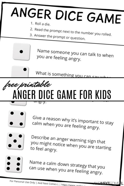 Free Printable Anger Dice Game | And Next Comes L - Hyperlexia Resources