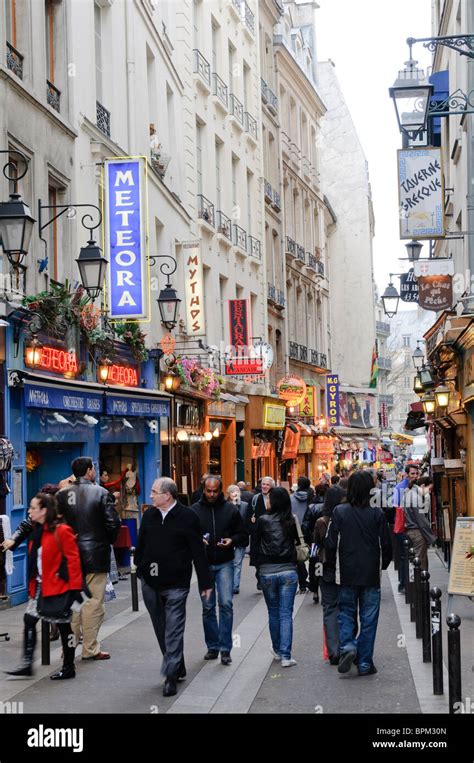 PARIS, France - Street of the popular market street of Rue Mouffetard in Paris Stock Photo - Alamy