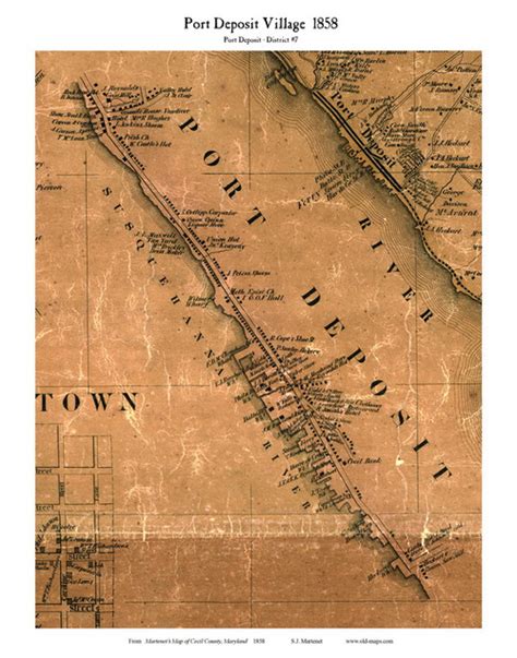 Port Deposit Village - Port Deposit, Maryland 1858 Old Town Map Custom Print - Cecil Co. - OLD MAPS