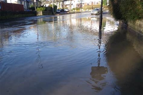 Burst water main floods Sheffield residential street