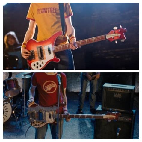 At the start of Scott Pilgrim vs The World (2010) Scotts bass guitar looks normal but after it ...